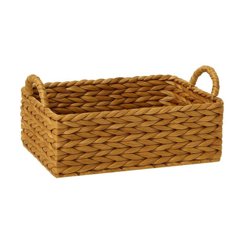 Canasta Rectangular con Asas Acabado Natural 25 Cm