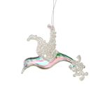 Colgante Navideño de Ave Iridiscente con Brillo Escarchado