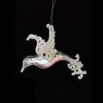 Colgante Navideño de Ave Iridiscente con Brillo Escarchado