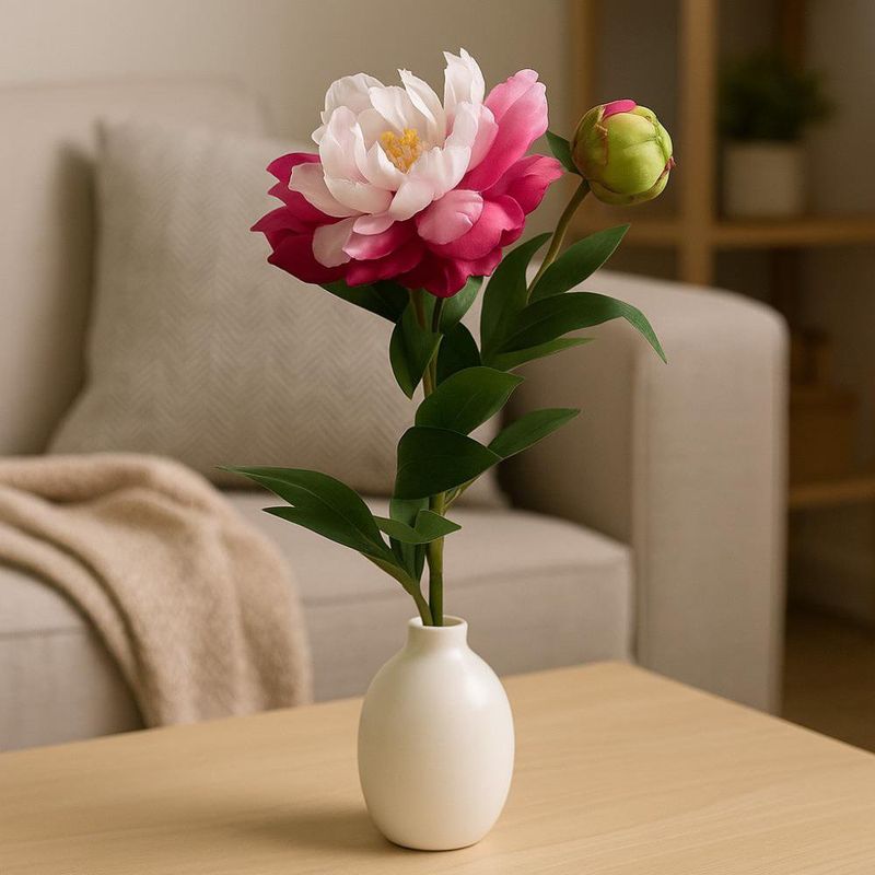 Rama Decorativa Peonía Bicolor