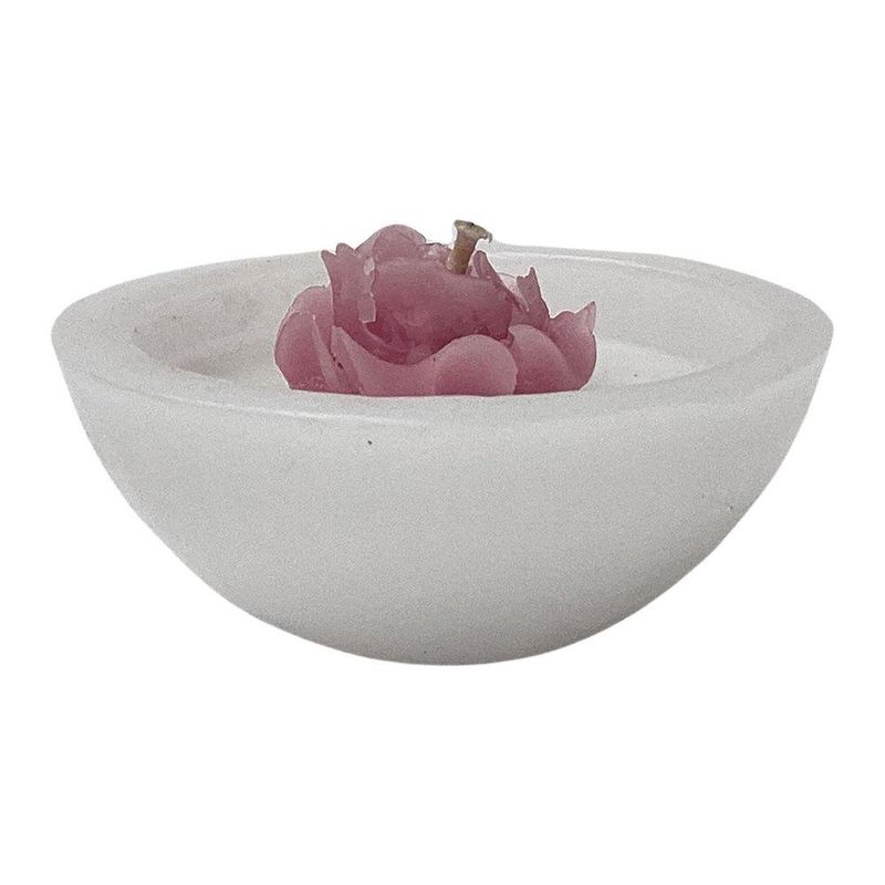 Vela Decorativa Media Esfera con Flor Rosa