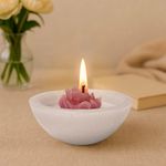 Vela Decorativa Media Esfera con Flor Rosa