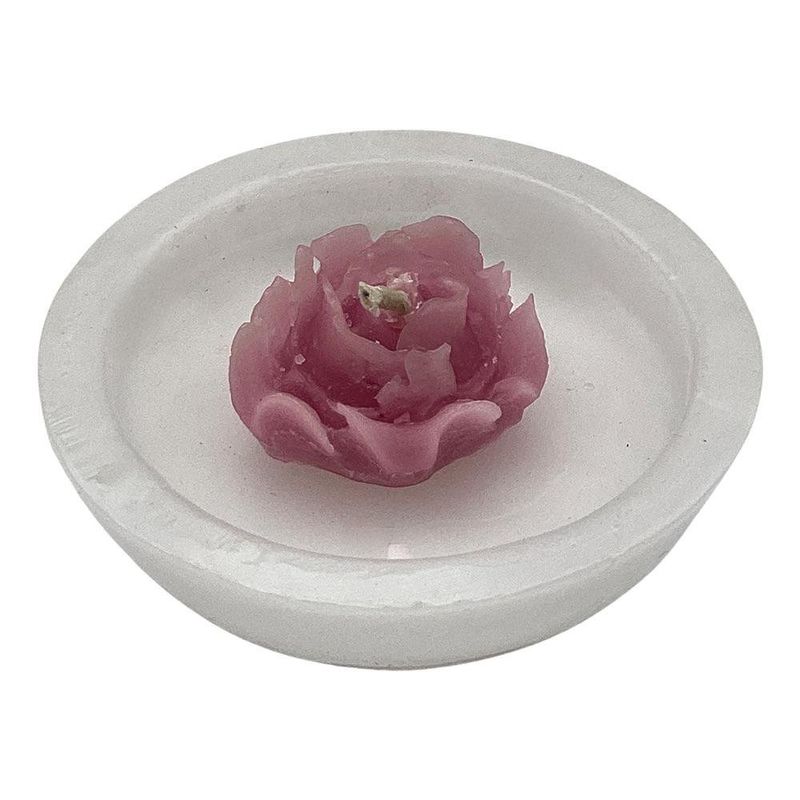 Vela Decorativa Media Esfera con Flor Rosa