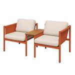 Set 2 Sillones Acero Tipo Sofá Para Balcón Beige/Rojo