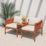 Set 2 Sillones Acero Tipo Sofá Para Balcón Beige/Rojo