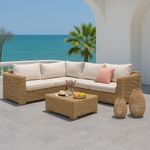 Set Esquinero Lizzy Beige de 4 Pzas Tipo Ratán