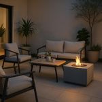 Set de Jardín Lily con Mesa Tipo Madera y Cojines Beige de 4 Piezas