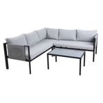 Set Esquinero Otto de 4 Piezas Negro con Cojines Grises