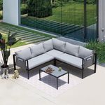 Set Esquinero Otto de 4 Piezas Negro con Cojines Grises