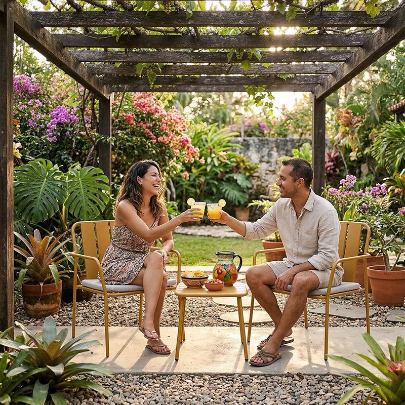 Set Relax Café Con Sillones Y Mesa Acero 3 Pzas.