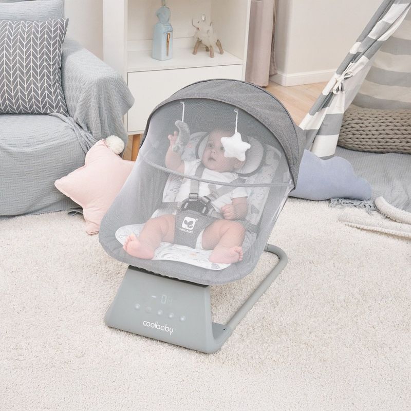 Columpio Gris con Diseño de Luna y Estrellas