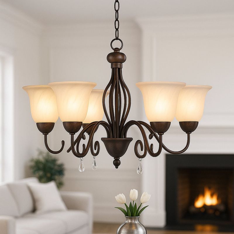 Lampara-Colgante-de-5-Luces-Cafe-60-W