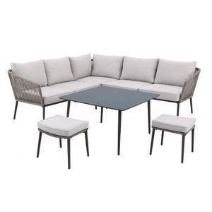 Set Esquinero Gris de 5 Piezas con Mesa