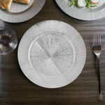 Plato Base Plateado con Textura Brillante