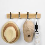 Colgador de Madera con 4 Ganchos Metálicos Colores Surtidos