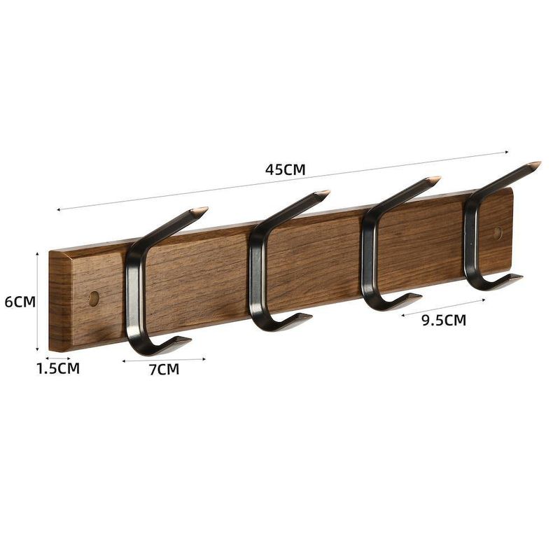 Colgador de Madera con 4 Ganchos Metálicos Colores Surtidos