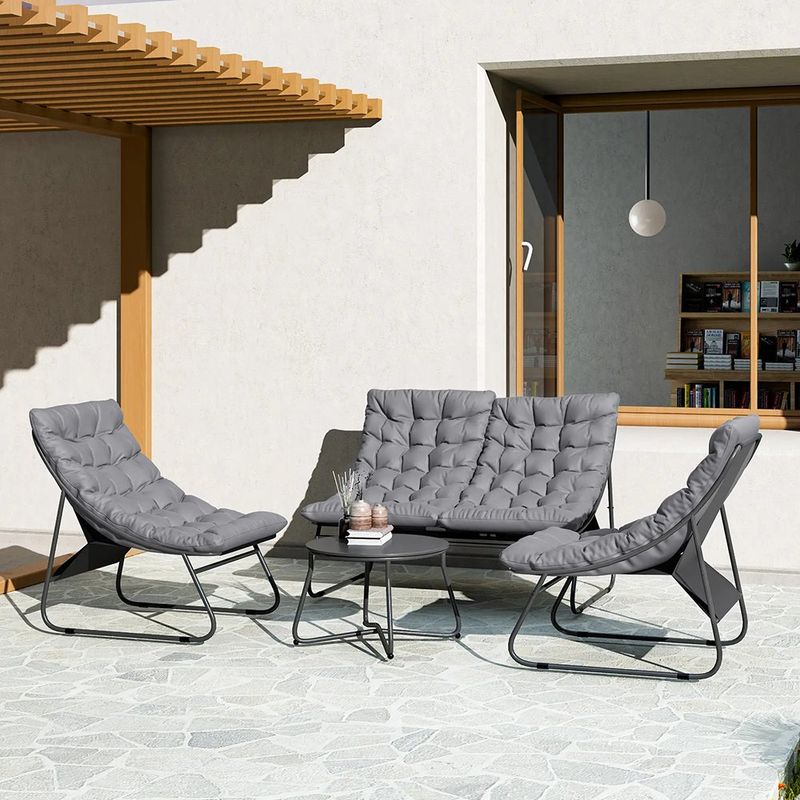 Set de Exterior con Mesa Relax de 4 Piezas Color Gris