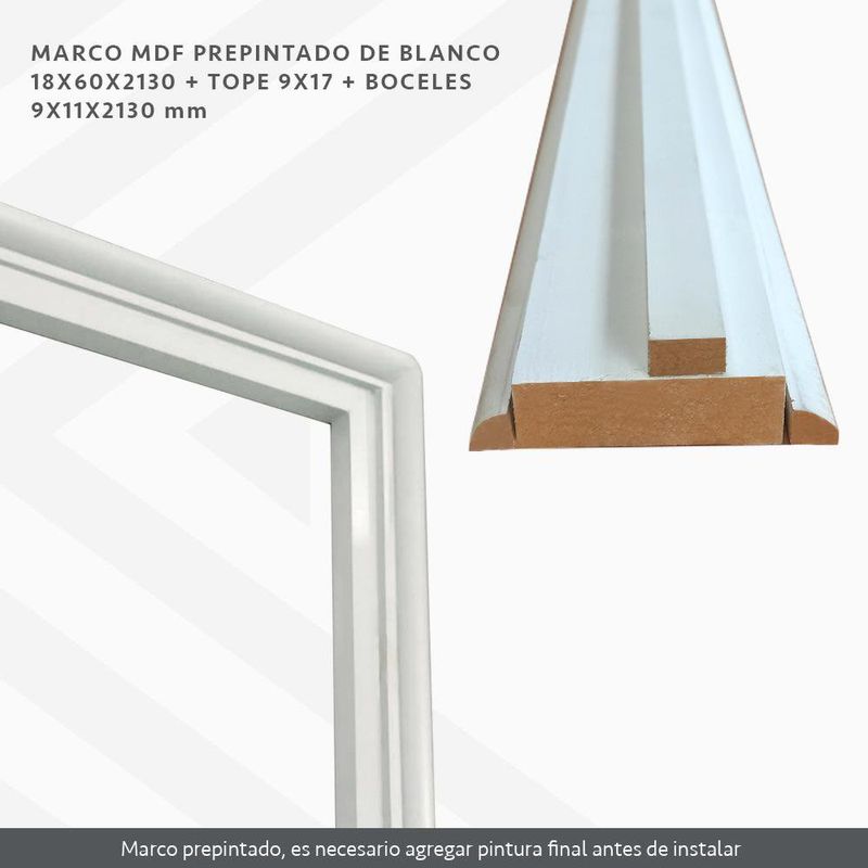 Marco de MDF Blanco 17x60x2130 Cm