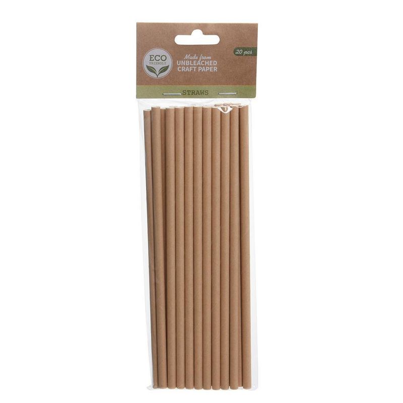 Bolsa de 20 Pajillas de Cartón Kraft 19 Cm