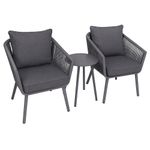 Set Bistro Lou Gris de 3 Piezas con 2 Sillas y Mesa