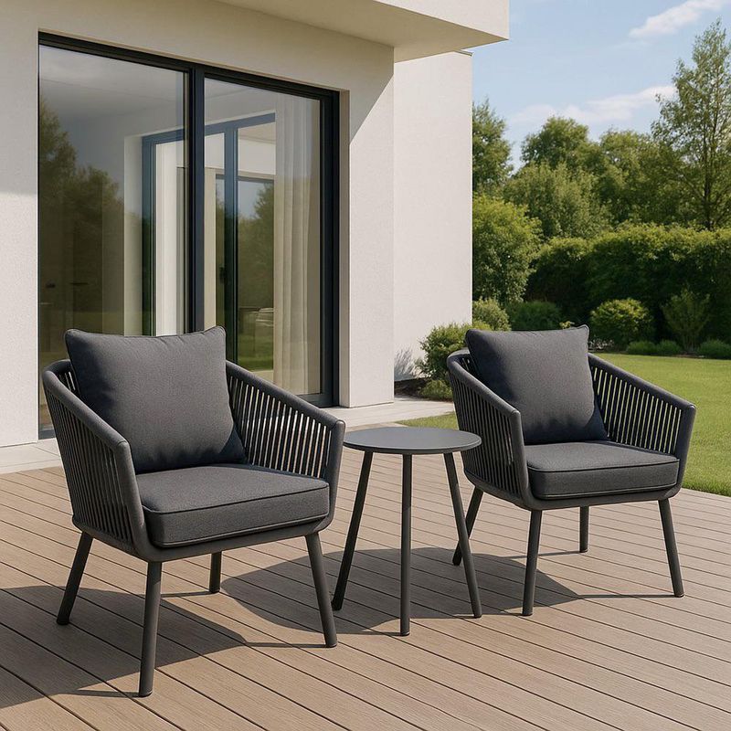 Set Bistro Lou Gris de 3 Piezas con 2 Sillas y Mesa