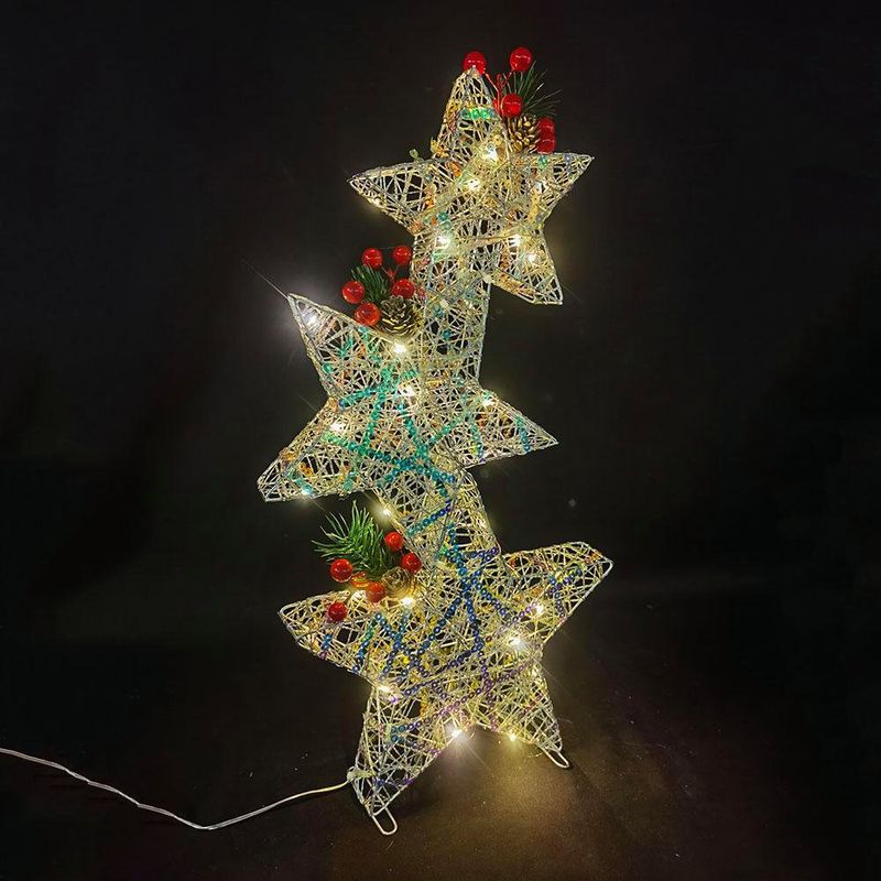 Adorno de 3 Estrellas Verticales con Luz LED