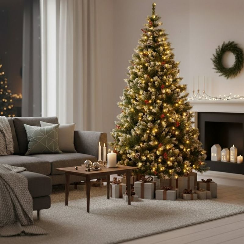 Árbol de Navidad Verde Nevado con Luz 2.10 Metros