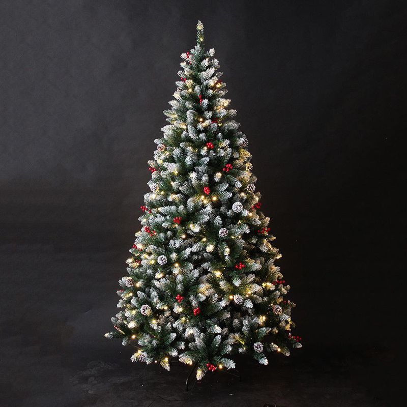 Árbol de Navidad Verde Nevado con Luz 2.10 Metros