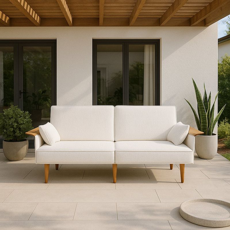 Sofá Scott Tapizado Blanco 205x90Cm