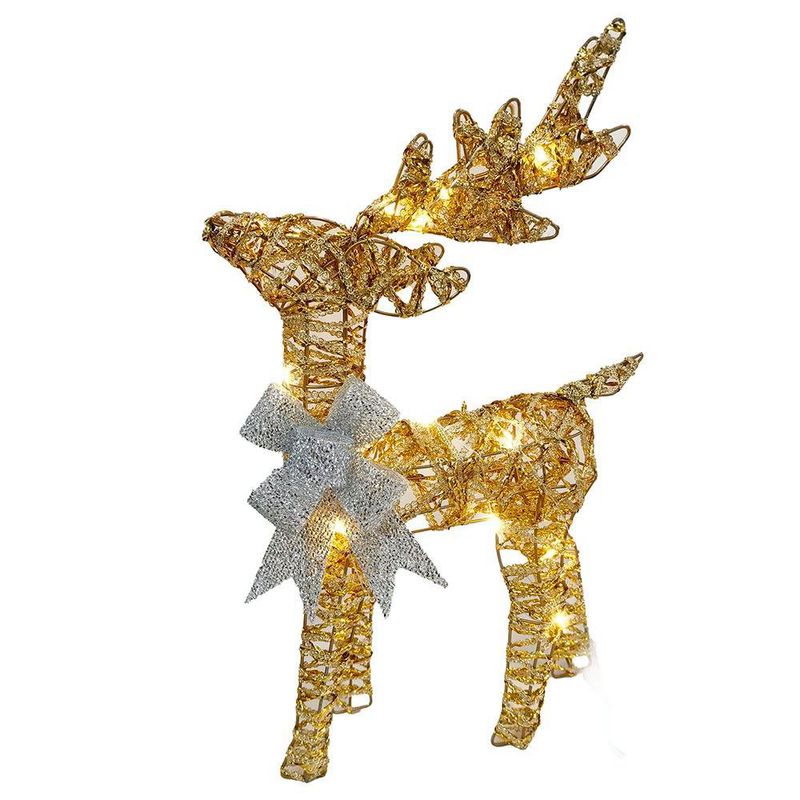 Reno Decorativo Dorado con Luz
