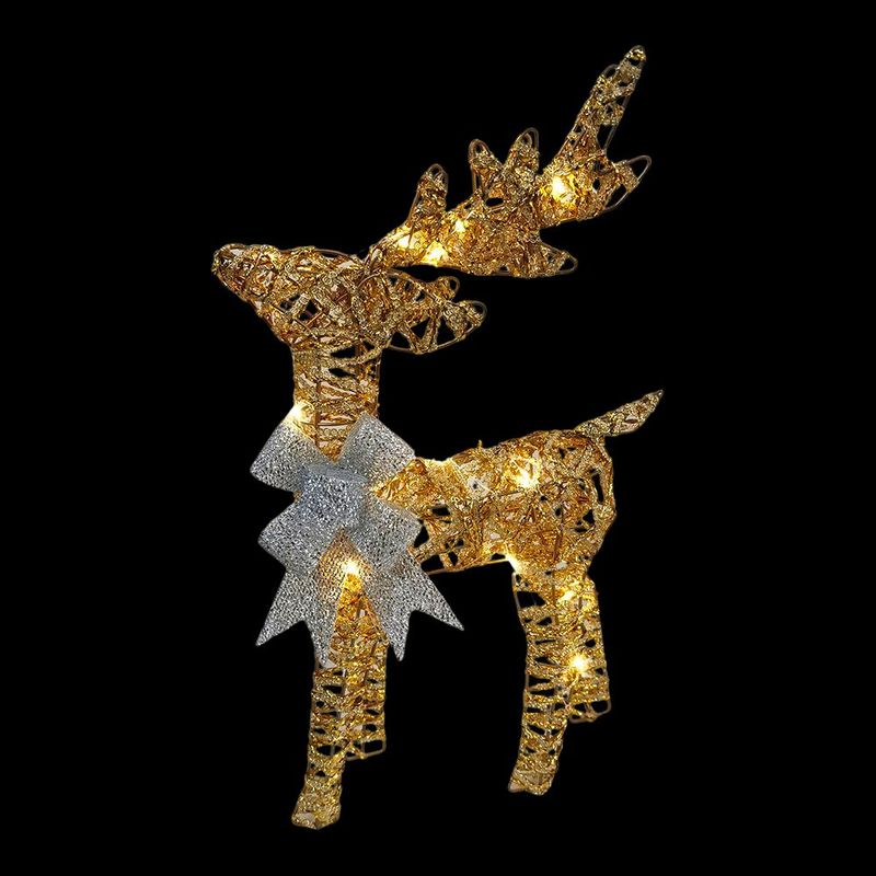 Reno Decorativo Dorado con Luz