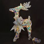 Reno Decorativo Tornasol con Moño Plateado y Luz LED