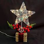 Estrella Decorativa con Luces LED y Base Navideña
