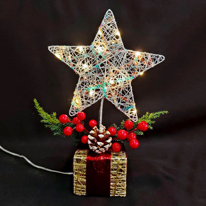 Estrella Decorativa con Luces LED y Base Navideña
