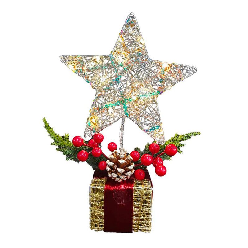 Estrella Decorativa con Luces LED y Base Navideña