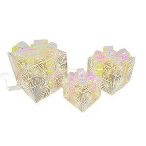 Set de 3 Cajas de Regalos Tornasol con Luz Led