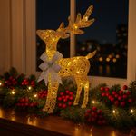 Reno Decorativo Dorado con Luz