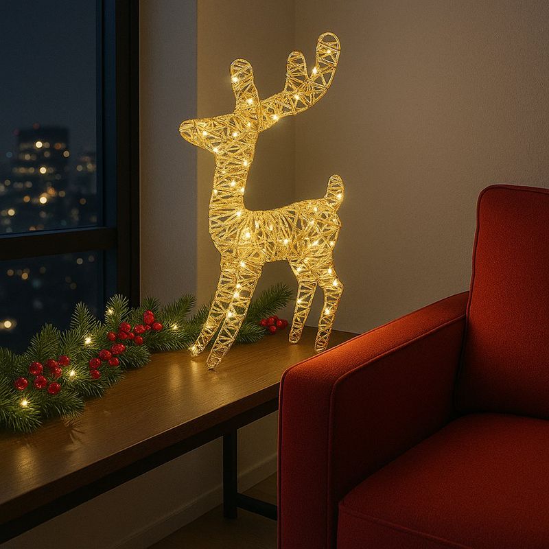 Reno Decorativo Dorado con Luz LED