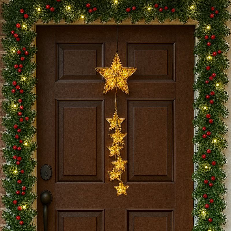 Estrella con Cadena de Estrellas con Luz LED
