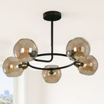 Lámpara Colgante Negra y Bronce de 5 Luces 40 W