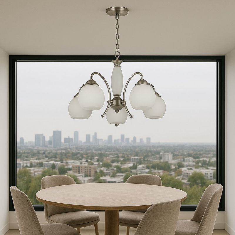 Lámpara Colgante Esferas Opalinas Níquel Satinado 60 W