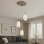 Lámpara Colgante Maruk II 3 Luces Cristal y Opalino
