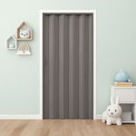 Puerta Plegable de PVC Blanca tipo Acordeón con Diseño de Madera Vertical