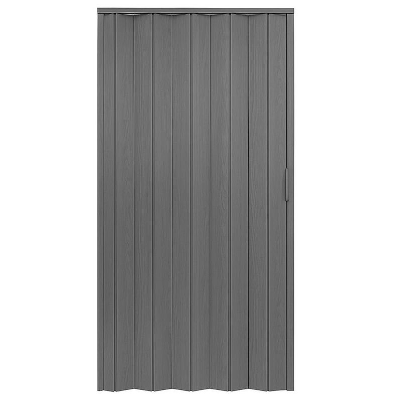 Puerta Plegable de PVC Blanca tipo Acordeón con Diseño de Madera Vertical