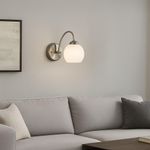 Set de 2 Lámparas para Pared Esfera Opalina Níquel Satín