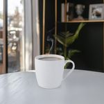 Taza de Porcelana Blanco con Borde Dorado 12 Oz