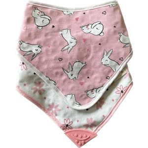 Pack de 2 Baberos Bandana con Diseño de Conejos Rosados
