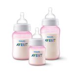 Set de 3 Biberones Anticólicos Rosado 260 Ml