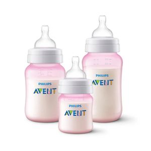 Set de 3 Biberones Anticólicos Rosado 260 Ml