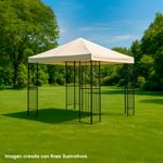 Toldo de Exterior con Columnas Metálicas Beige